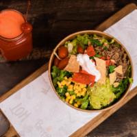 Mariachi Salad · Lettuce, tomato, corn, guacamole, house meat and Mexican chips.