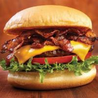 Bacon Burger · Daily ground Angus beef cheeseburger, applewood smoked bacon, house sauce and brioche bun.