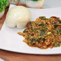 Okra Soup with Pounded Yam · Traditional West African Okra Soup slow cooked to perfection complete with Pounded Yam.
