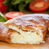 Cheese Calzone · Personal size. A baked or fried turnover of pizza dough stuffed with cheese.