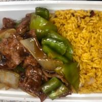 C7. Pepper Steak with Onion Combo Plate · 