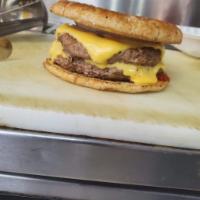 Double Burger with Fries · 1/3 lbs Burger that typically comes with a hint of mustard, hint of mayo, cheese, and ketchup