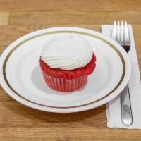 Red Velvet Cupcake · Served with cream cheese frosting.