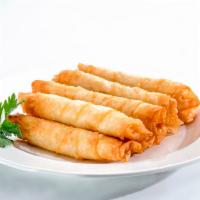 Cheese Roll · Sigara boregi. Pan-fried crispy cheese rolls stuffed with feta cheese and parsley and dill.