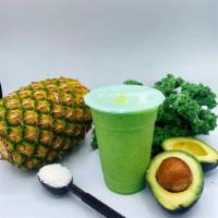 Kale- pinacavodo · Kale, Pineapple, Avocado, coconut milk, blend with coconut water