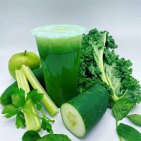 F1. Vitality Green Juice · Served with spinach, kale, cucumber, celery, green apple and parsley.