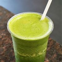 Green Power Smoothie · Kale, spinach, ginger, green apple and apple juice.