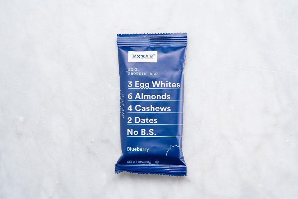 RXBAR Blueberry · Made with sweet blueberries and a few other simple ingredients - egg whites for protein, dates to bind and nuts for texture.