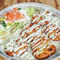 Chicken Chapli Kabob Plate · Chicken Chapli kabob (ground chicken mixed with spices, formed into a patty) with a side of ...