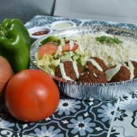 Falafel Plate · Falafel with a side of rice and salad