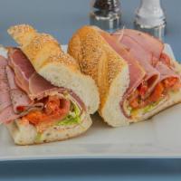 The Godfather Hoagie( · Prosciutto, Sharp provolone cheese, Genoa salami, capicola, roasted red peppers, Slack's fam...