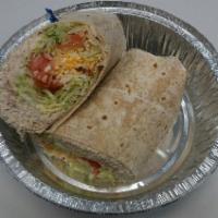 Tuna Club Wrap · Tuna salad, lettuce, tomato, cheddar cheese and bacon on your choice of a white, wheat, or g...