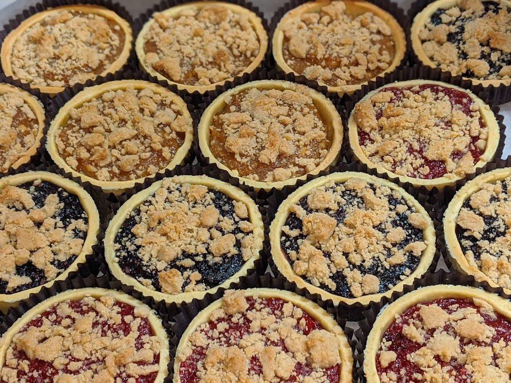 Assorted Crumb Tart · Individual size Apple, Cherry or Blueberry filled Tart with a sweet crumble on top