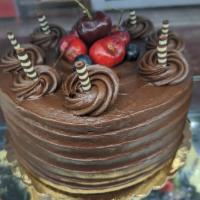 Chocolate Fudge Cake · Chocolate cake with chocolate fudge icing  (6-8 servings) Please give at least 1 hour for a ...