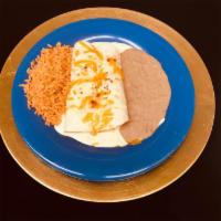 Enchiladas · Chicken, vegetables,ground beef or queso Whit Mexican rice and refrito bns,souces Chile con ...