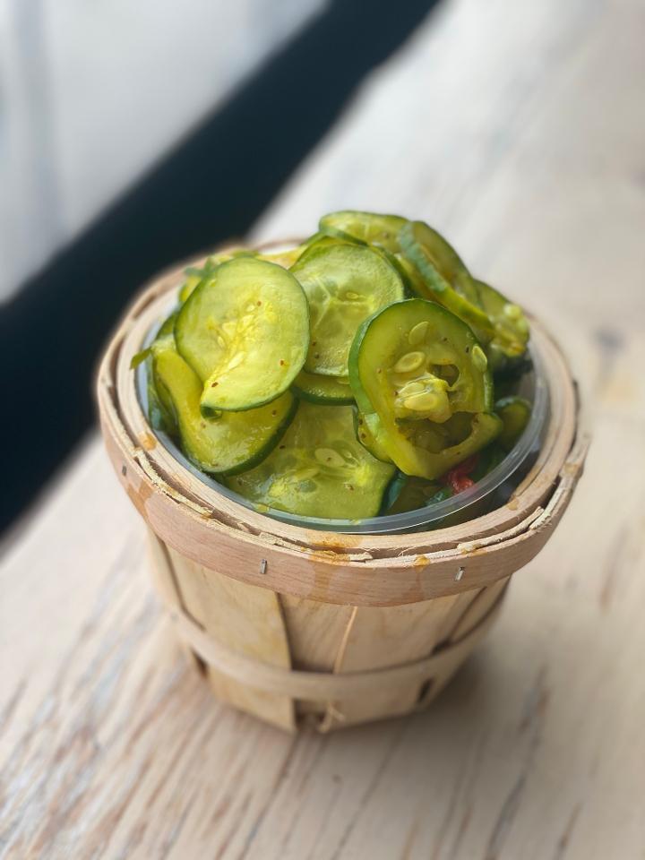 House Brined Pickles · House brined bread and butter pickles.