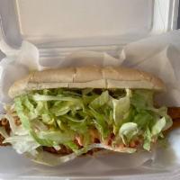 Fish Hoagie with Fries · Fish hoagie comes with lettuce, tomatoes, and r&b special sauce.