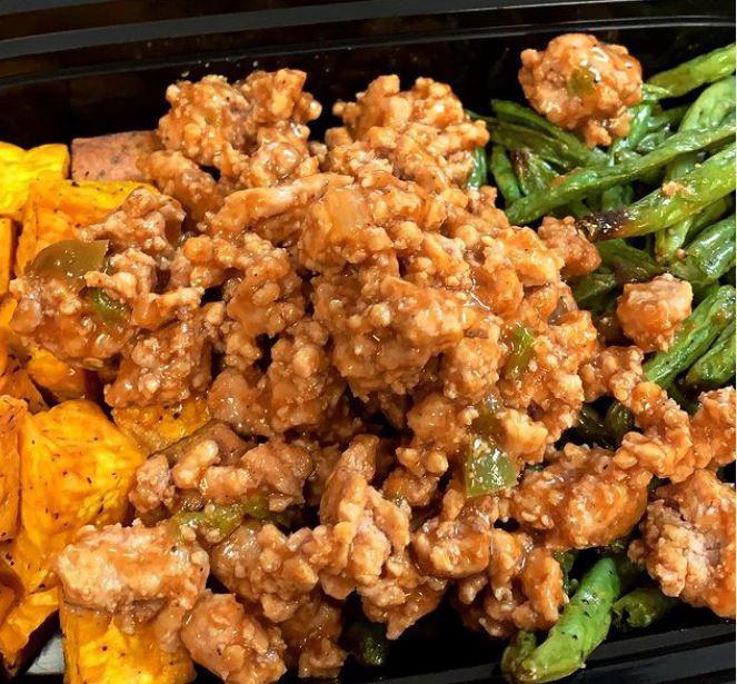 Naked Sloppy Joe · All natural ground turkey mixed with our house made sloppy joe sauce and served with roasted sweet potatoes and green beans. 