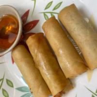 3. Spring Roll  · 4 pieces. Deep-fried mixed vegetable and glass noodle in egg roll wrapper, served with sweet...