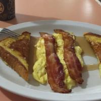 2 French Toast, 2 Eggs and 2 Slices Bacon · 