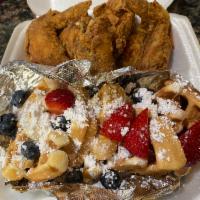 Chicken and Waffles · Our homemade waffles are served with 6 PC's of our famous fried chicken.