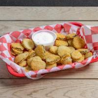 Fried Pickles Basket · Served with ranch dressing.