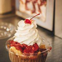 Strawberry Shortcake Sundae · Yellow cake with 2 scoops of vanilla ice cream topped with strawberry, whip cream, and a che...