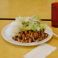 Chicken Breast Teriyaki Plate · Grilled chicken breast with house made teriyaki sauce, side salad and rice.