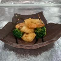 Garlic Shrimp · Shrimp stir fried with broccoli and
our garlic aioli seasoning with butter shoyu.