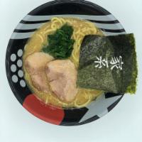 The EAK Ramen · Pork and chicken broth, pork chashu, spinach, and nori with thick noodles.