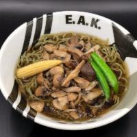 Umami Mushroom Ramen · Vegan. Umami dashi broth, Spinach noodle, shoyu tare, shiitake, maitake, shimeji, and mushro...