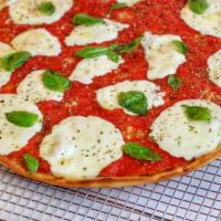 Grandma Pizza Pie · Plum tomatoes, olive oil, basil, fresh mozzarella.