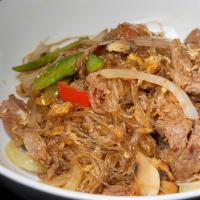 Glass Noodles · Choice of meat or vegetable, sauteed with soybean thread noodles, egg, tomato, onion, scalli...
