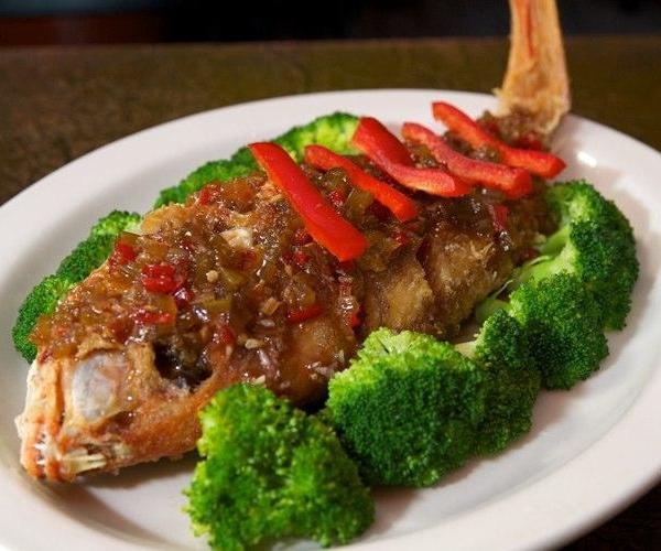 Whole Red Snapper · Deep fried with chili basil sauce. Served with steamed rice.