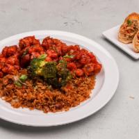 General Tso's Chicken Dinner · Spicy. Served with pork fried rice and egg roll.