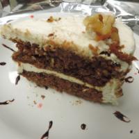 Carrot Cake · Very moist, lightly spiced, finished with delicious cream cheese frosting.