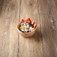 PB and Chocolate Bowl · Banana, peanut butter protein, cocoa, almond milk and agave. Topped with coconut, strawberri...