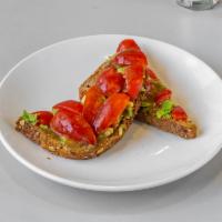 Avocado Toast Breakfast · Multigrain, avocado, cherry tomato, balsamic vinaigrette.