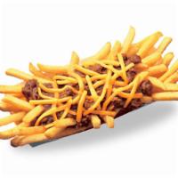 CHILI CHEESE FRY · Hot crispy fries topped off with chili, and shredded cheese.