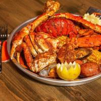 Dungeness Special · Cluster of dungeness crab, cluster of snow crab and 1/2 lb. headless shrimp, 2 eggs, 2 corn ...
