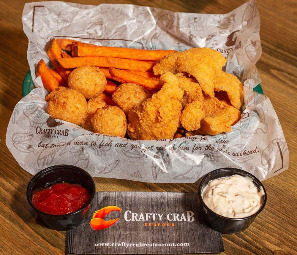 Fried Catfish Basket (4pcs) · Served with a side of choice, fries, onion rings, sweet potato fries, coleslaw, potatoes or corn on the cob.