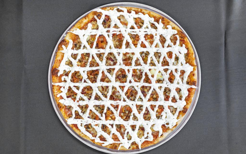 Chicken Ranch Pie  · Served with bacon, fresh tomato and ranch dressing.
