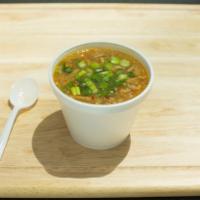 Hot and Sour Soup · Blend of fresh ground pork, baby corn, bamboo shoots, water chestnuts, garlic, vinegar and s...