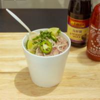 Beef Pho Soup · 32oz. Traditional beef broth served with lean beef and rice noodles.