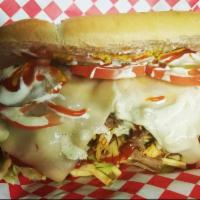 The Farm Sandwich Special · Shredded chicken breast, grated cheese, coleslaw, tomato, and our home made tartar sauce.