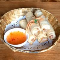 CRISPY SPRING ROLL · Cabbage, carrots, celery, grass noodle served with plum sauce.