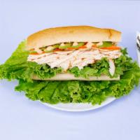 12. Tex Mex Sandwich · Salsalito turkey, pepper jack cheese, lettuce, tomato, avocado and chipotle mayo.