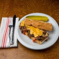 1. Philly Cheese Steak Sandwich · Steak, peppers, onion and American cheese.