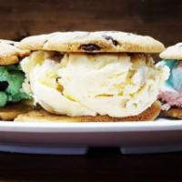 Ice Cream Sandwich · 2 Homemade Chocolate Chip Cookies w/ a Scoop of Gifford's Ice Cream in between!