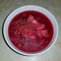 Ukrainian Borscht Soup · Barszcz borschtingredients: kidney beans, beets, cabbage, carrot, potato, celery, tomato, pa...